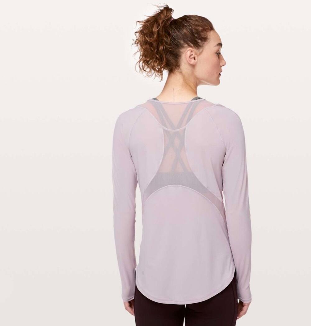 Lululemon Sculpt Long Sleeve Top Size 4 Powdered Mauve Mesh Running Workout